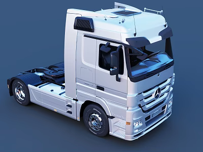 White Mercedes Functional Heavy Duty Truck With Modern Cab And Large Wheels 3d model