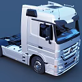 White Mercedes Functional Heavy Duty Truck With Modern Cab And Large Wheels