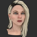 Game Movie Female Character with Blonde Black Gradient Long Hair Blue Eyes and Red Lips