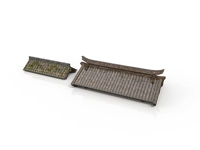 Traditional Chinese Architecture Roof Structure With Tile Design And Curved Eaves 3d model