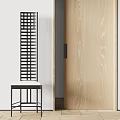 Modern Leisure Chair With Black Metal Frame White Cushion And Wooden Panel