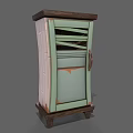 Vintage Style Light Green Wardrobe With White Panels Wooden Top And Handle