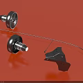Mechanical Metal Components 3D Rendering On Red Surface With Turbine And Bracket 3d model