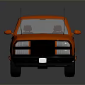 Orange Single Cab Pickup Truck With Black Wheels And Antenna On Gray Background