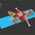 Yoga Exercise On Blue Mat With Yellow Resistance Band And Red Cushion