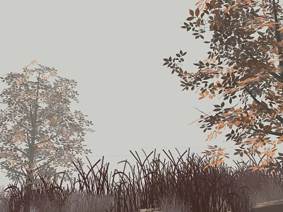 Arbor With Autumn Colored Leaves And Surrounding Tall Grass In Nature 3d model