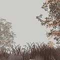 Arbor With Autumn Colored Leaves And Surrounding Tall Grass In Nature
