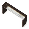 Modern Dark Wood Desk With Marble Top And Gold Accent Details
