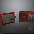 Vintage Electronic Radios with Red Brown Grille Round Knobs and Epic Design