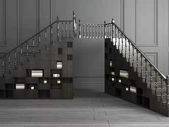 American Stair Solid Wood Stair Decorative Cabinet Combination 3d model