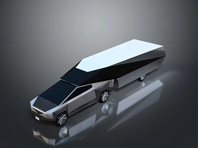 Futuristic Geometric Vehicle 3D Model With Black White Sleek Design And Modern Wheels 3d model