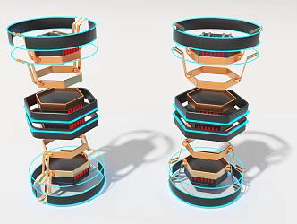 Science and Technology Exhibition Area Energy Gathering Science and Technology Package Column Hard Surface Machinery High-tech Industrial Parts 3d model