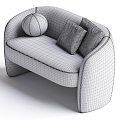 Double sofa fabric double sofa fabric pillow 3d model