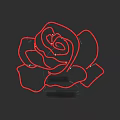 Red Rose Sculpture Carving With Intricate Line Art Design And Decorative Features