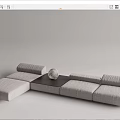 Light Gray L Shaped Fabric Sectional Sofa With Coffee Table And Decorative Sphere 3d model