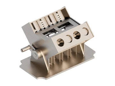Industrial Equipment Metal Structure With Precision Holes Support Brackets And Control Knob 3d model
