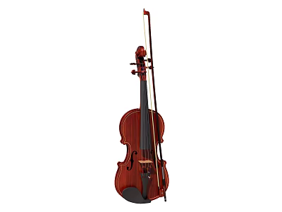 High Quality Wooden Violin Instrument With Bow And Carved Body For Music 3d model