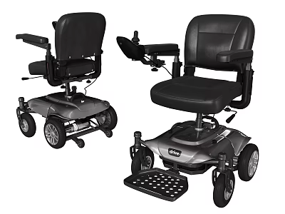 Sturdy Children's Electric Wheelchair With Black Seat Gray Base Armrests And Footrest 3d model