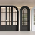 Elegant Arched Double Doors In Black And White Modern Home Design