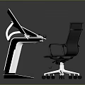 Modern Electronic Workstations With Large Interactive Touch Screens And Black Office Chairs 3d model