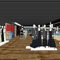 Modern Clothing Store Interior With Mannequins Various Clothing Styles And Wooden Floor