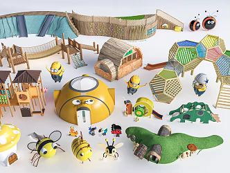 Children's Amusement Equipment Unpowered Amusement Equipment Rural Amusement Facilities Research Base Sick 3d model