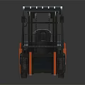 Orange And Gray Forklift With Cab Lifting Frame And Front Forks 3d model