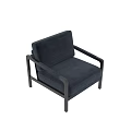 Dark Blue Upholstered Accent Chair With Metal Frame And Armrests Modern Design