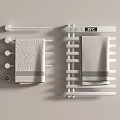 Bathroom Accessories Modern Wall Mounted Heated Towel Rail With Digital Temperature Display And Textured Towels