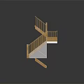 Modern Wooden Staircase Design With Handrails Steps And Support Structure 3d model