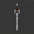 Ornate Fantasy Sword With Metal Blade Red Hilt And Decorative Guard Design