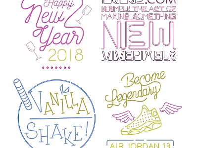 New Year Decorative Lights Featuring Colorful Artistic Font And Festive Patterns 3d model