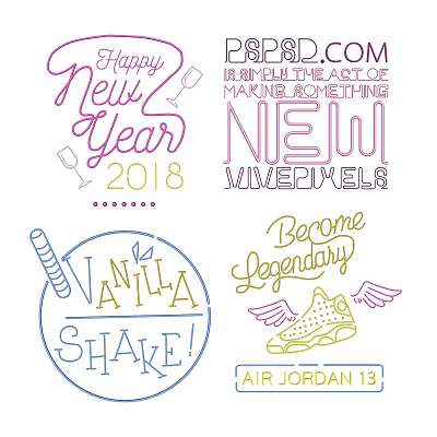 New Year Decorative Lights Featuring Colorful Artistic Font And Festive Patterns 3d model