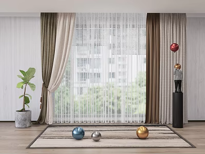 Modern Curtain Fabric Curtain 3d model