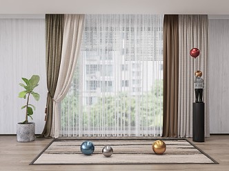 Modern Curtain Fabric Curtain 3d model