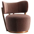 Modern Brown Leather Single Sofa With Wooden Legs And Upholstered Design