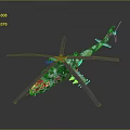 Highly Detailed Camouflage Military Helicopter With Multiple Rotors And Fuselage Structure