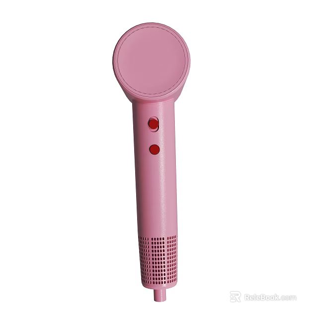 Pink Microphone Design With Two Red Buttons And Mesh End Structure 3d model 