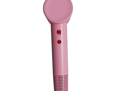 Pink Microphone Design With Two Red Buttons And Mesh End Structure 3d model