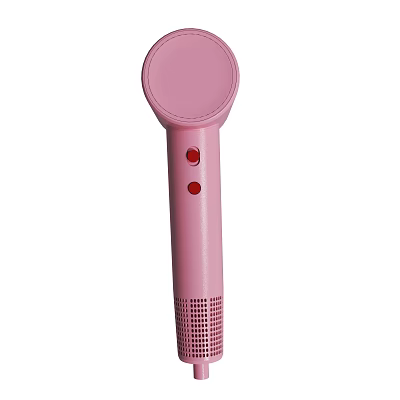 Pink Microphone Design With Two Red Buttons And Mesh End Structure 3d model