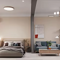 Modern Apartment Living Room With Open Layout Blue Sofa Coffee Table And Natural Light
