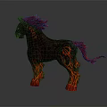 Fiery Black Horse Creature With Flaming Mane Tail And Lava Like Body Details