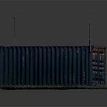 Blue Container With Red Top And Grass Base Featuring Metal Poles