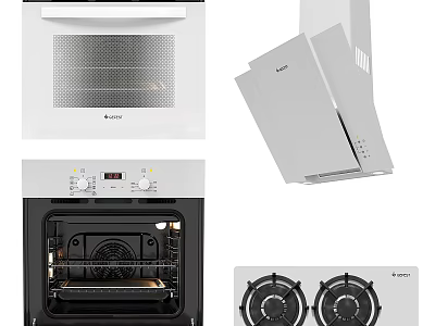 Essential Modern Kitchen Appliances Including Oven Range Hood And Gas Stove 3d model