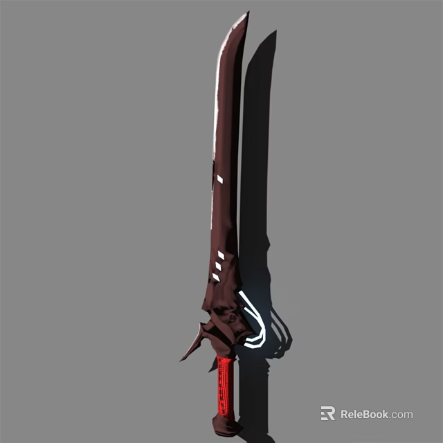 Traditional Japanese Katana Weapon With Brown Scabbard White Straps And Red Hilt 3d model 
