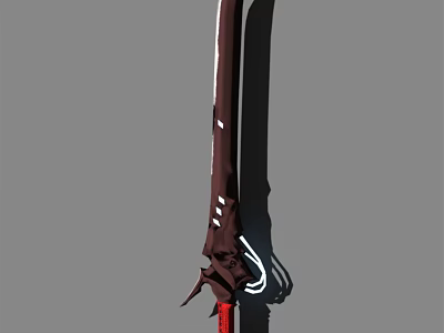 Traditional Japanese Katana Weapon With Brown Scabbard White Straps And Red Hilt 3d model