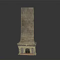 Traditional Stone Masonry Chimney Featuring Decorative Base Structure And Small Exterior Opening 3d model