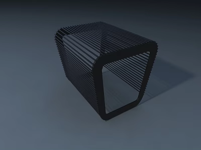 Black Modern Stool with Wireframe Structure and Minimalist Geometric Hollow Design 3d model