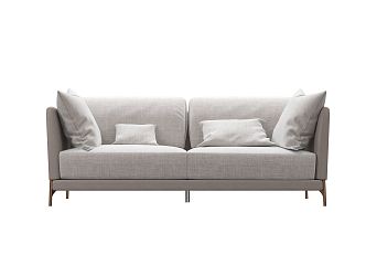 Modern Double Sofa Simple Fabric Sofa 3d model