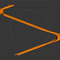 Orange T shaped Scene Component Featuring Striped Sleek Surface Modern Structure 3d model